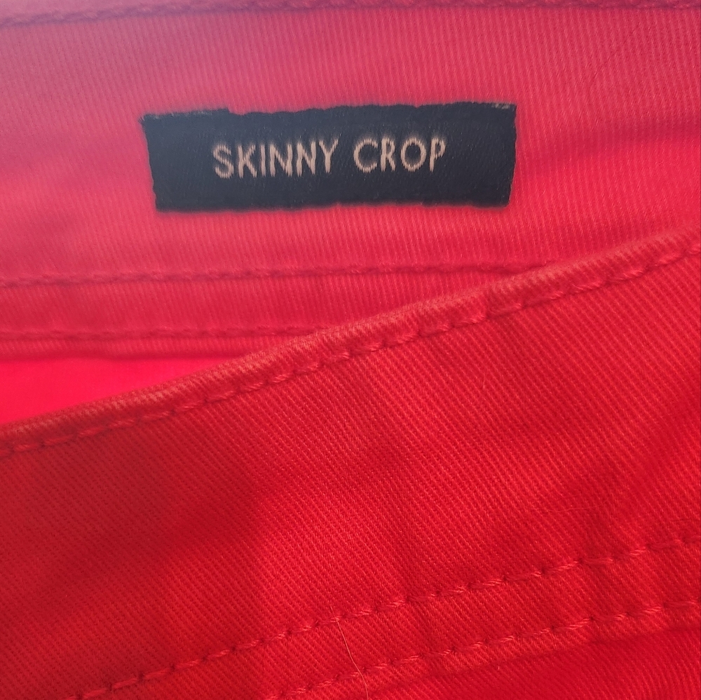Calvin Klein Skinny Crop Orange/Red Color Jeans, Size 12 - Picture 4 of 8